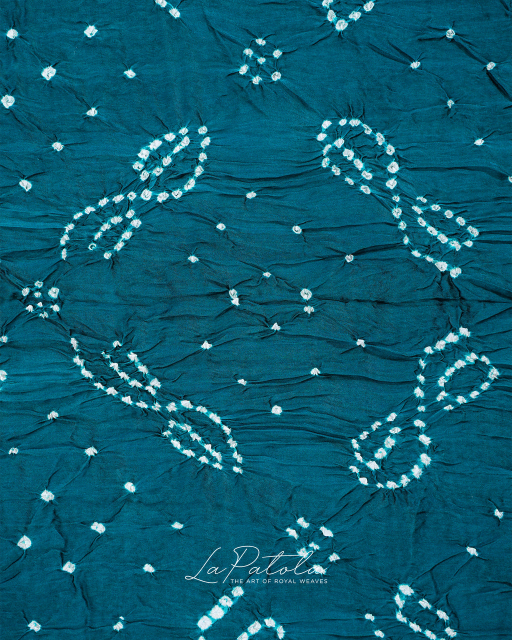 Teal Paisley Dot Bandhej Saree