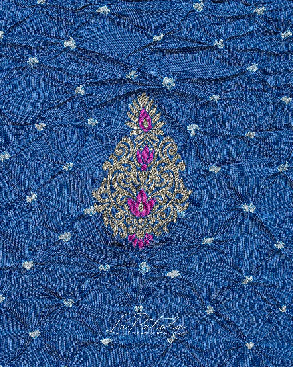 Royal Blue Floral Pallu Bandhej Saree