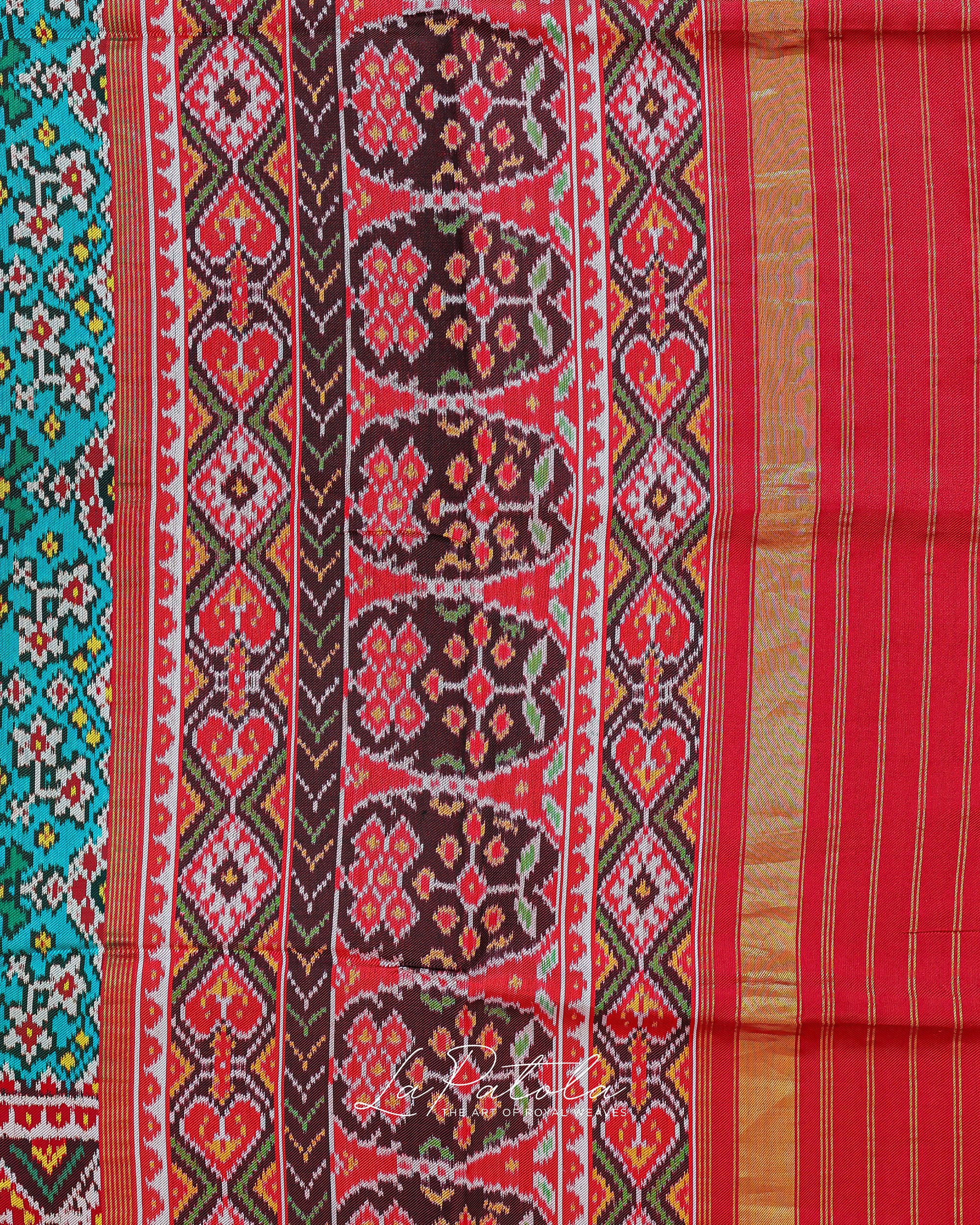 Black Pink Geometric Patola Saree