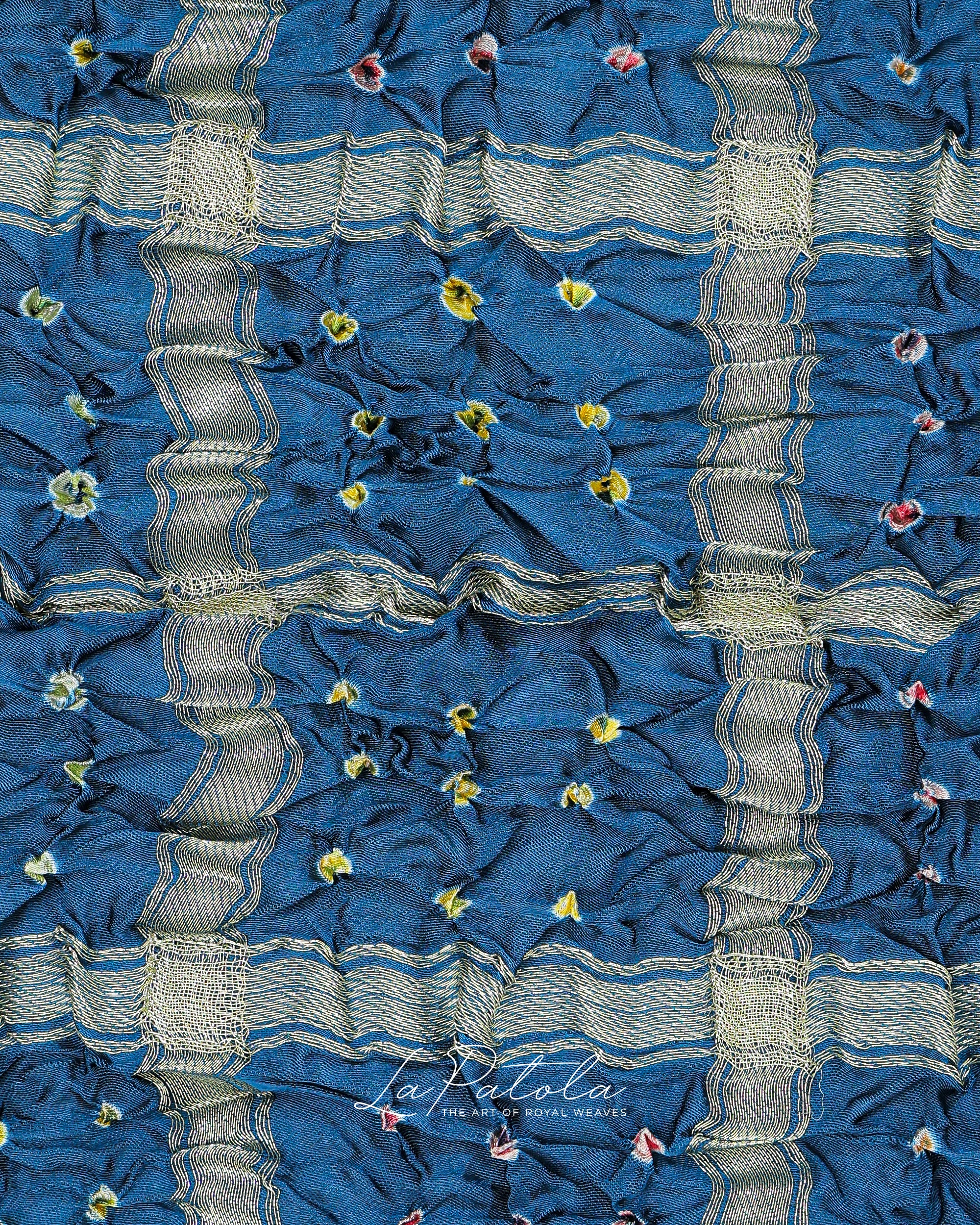 Royal Blue Leheriya Bandhej Saree