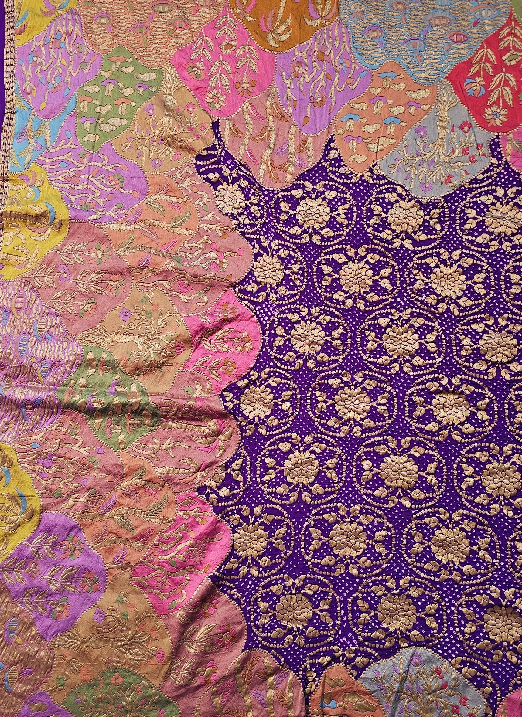 Zari Border Purple Rai Dana Bandhej Saree