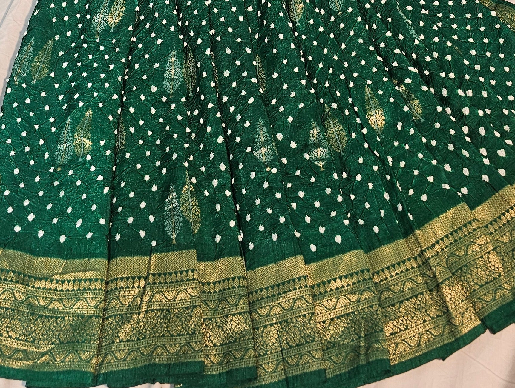 Mobile Silk Green Bandhej Saree