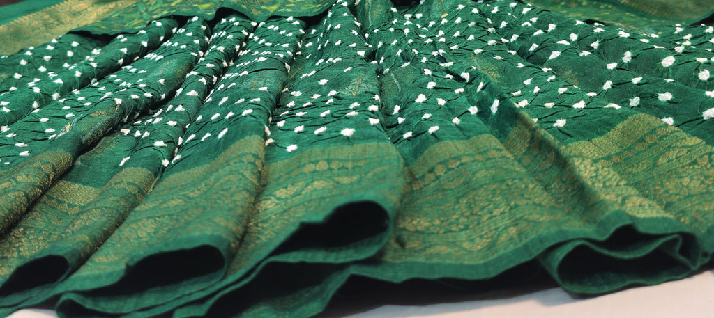 Mobile Silk Green Bandhej Saree