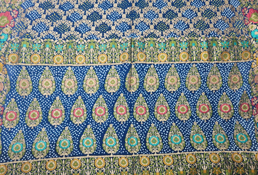 Peacock Green Bandhej Saree