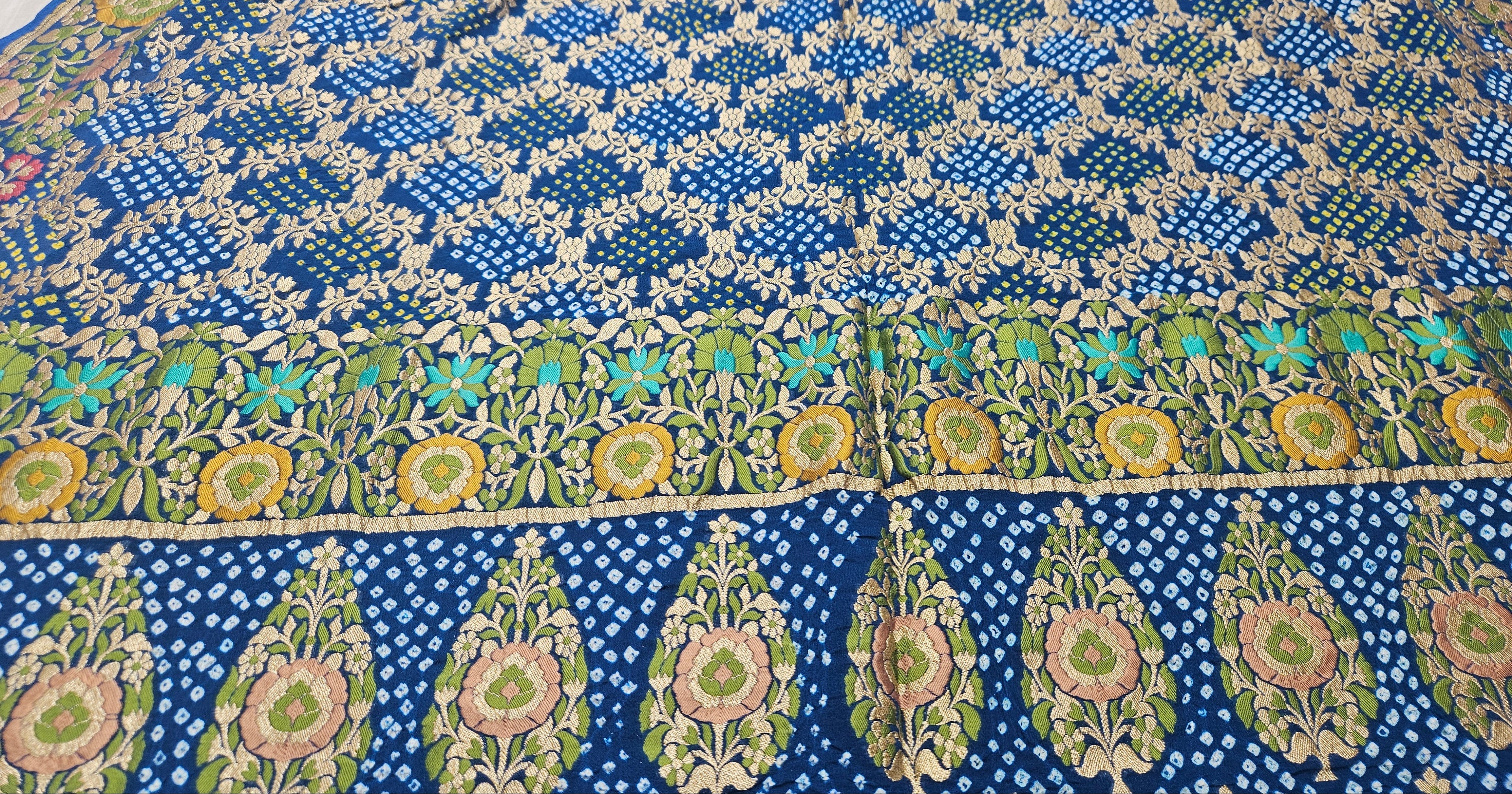 Peacock Green Bandhej Saree