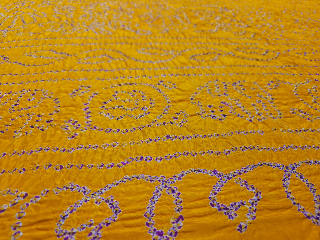 Pure Hazarbutti Silk Lemon Bandhej Saree