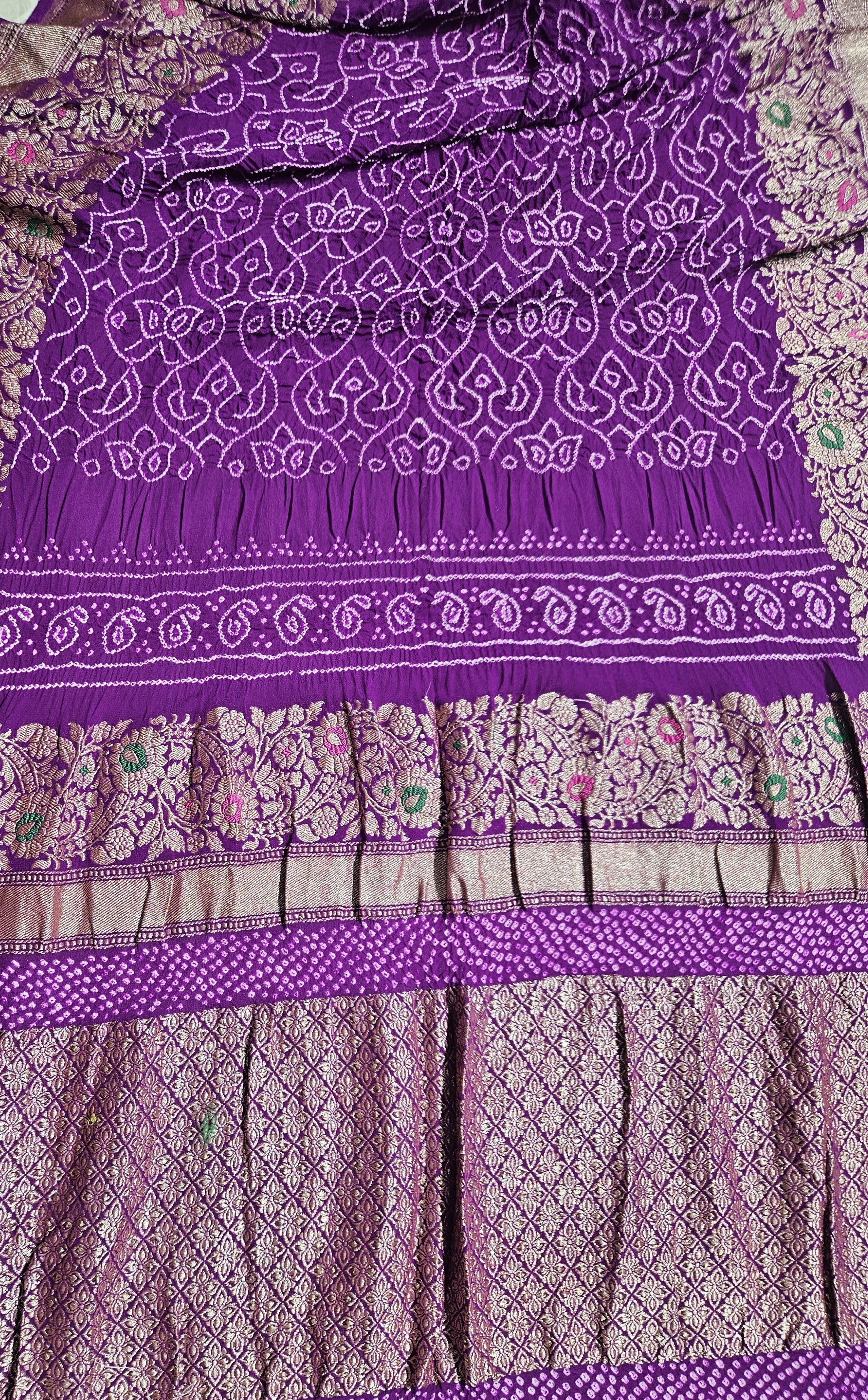 Kadwa Handloom Raidana Purple Bandhej Saree