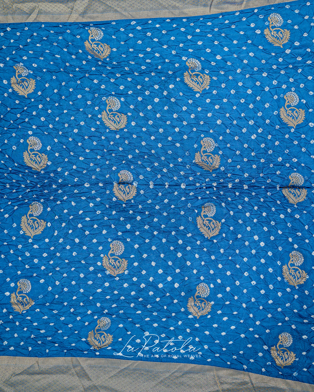 Sky Blue Paisley Pallu Bandhej Saree
