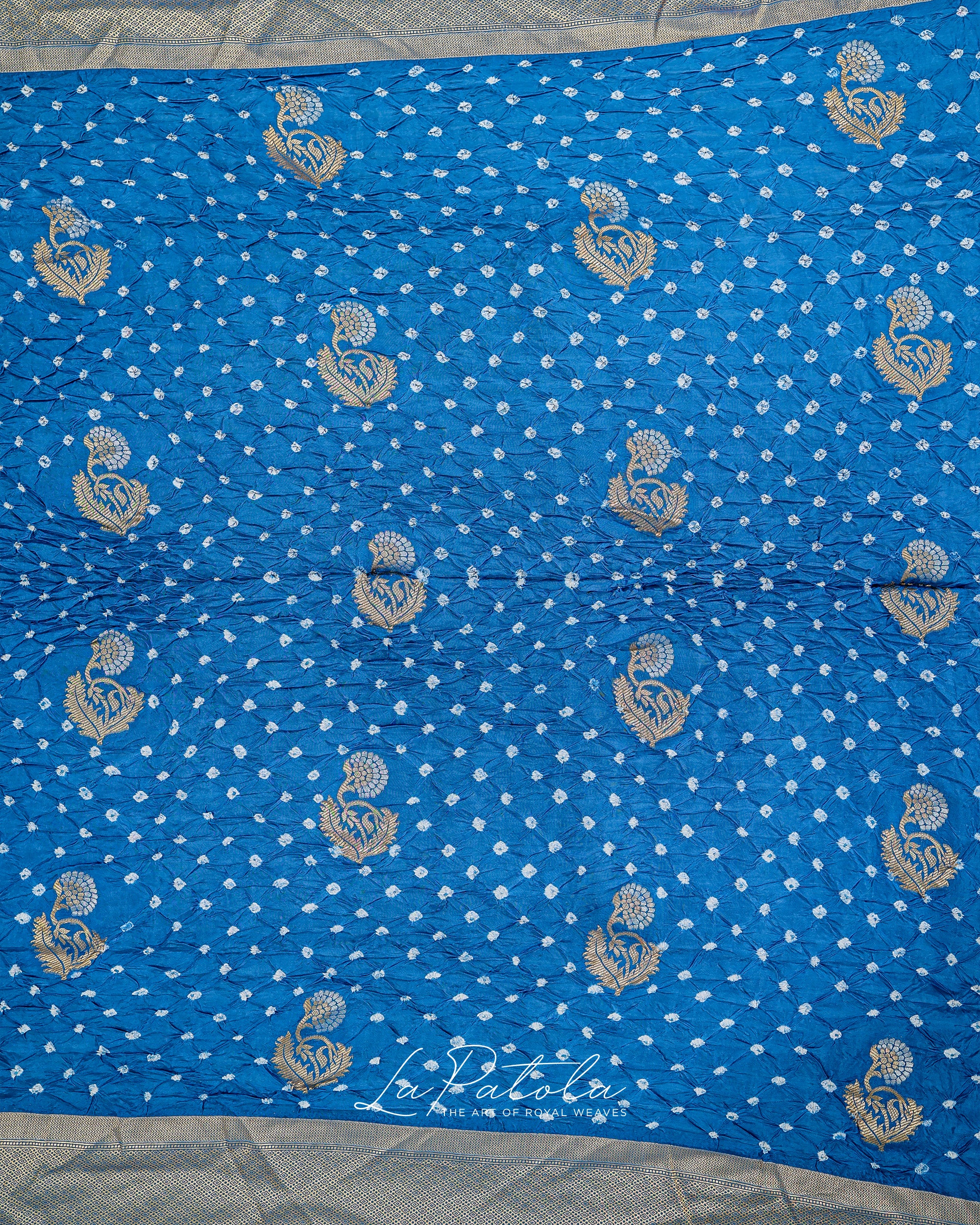 Sky Blue Paisley Pallu Bandhej Saree