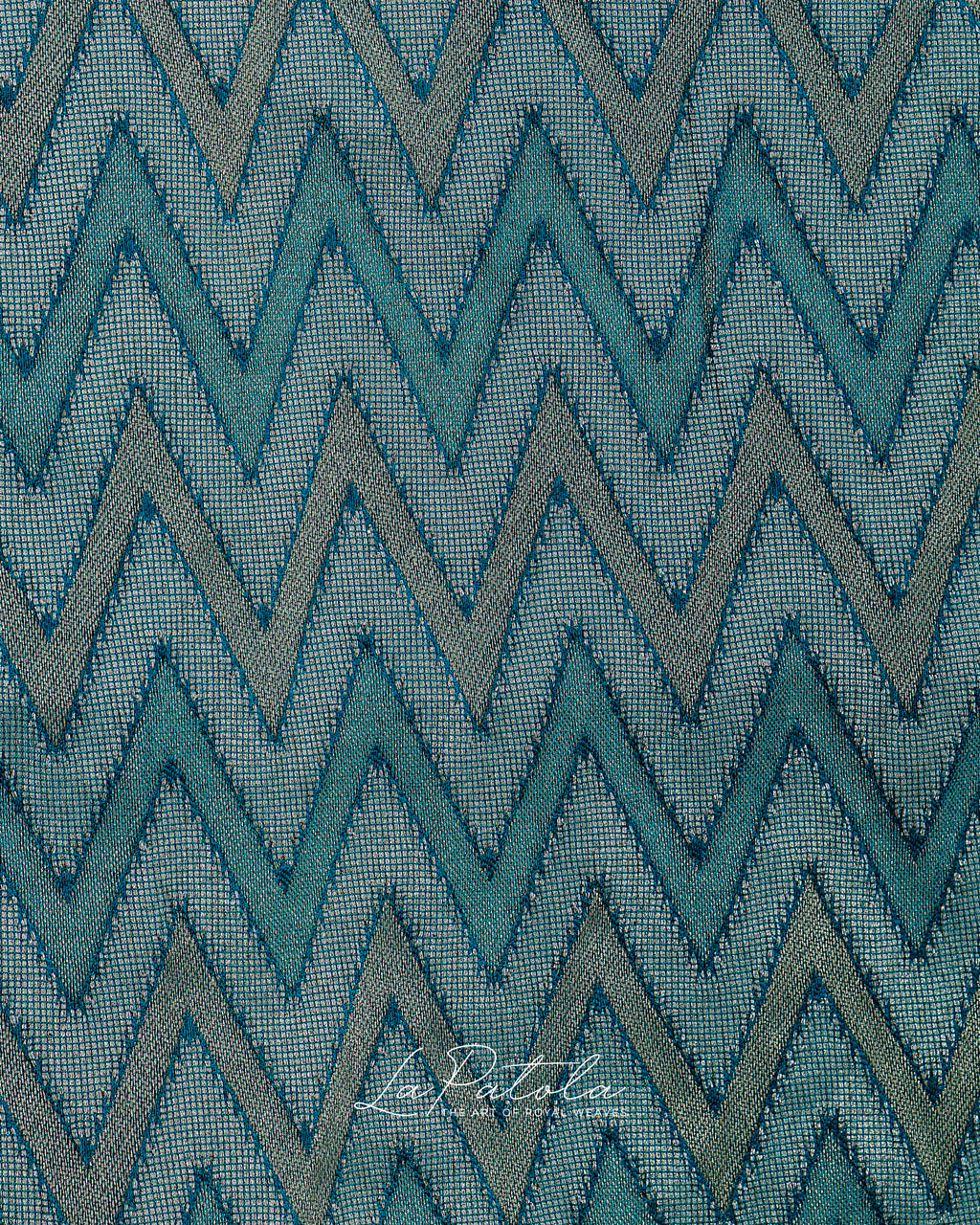 Teal Zigzag Leheriya Bandhej Saree