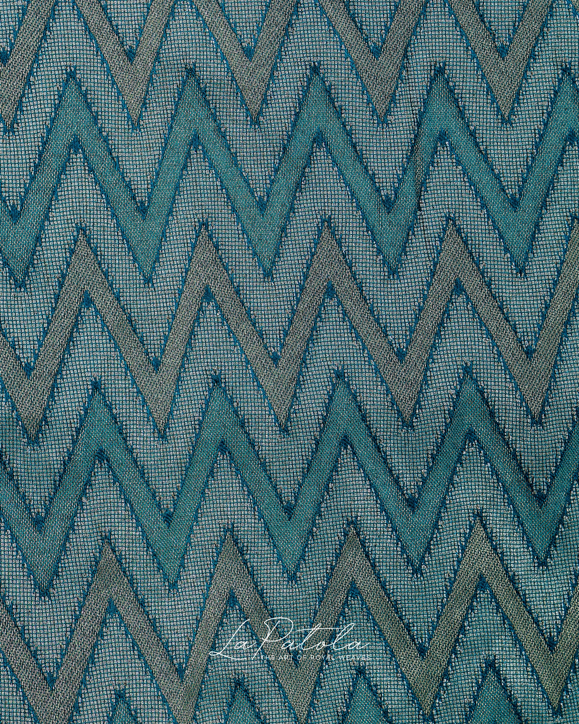 Teal Zigzag Leheriya Bandhej Saree