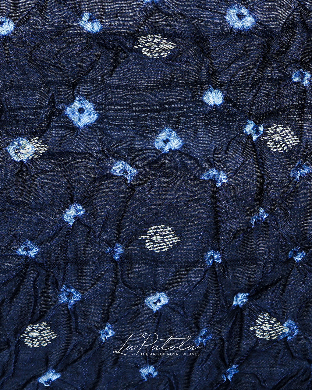 Navy Floral Panel Bandhej Saree