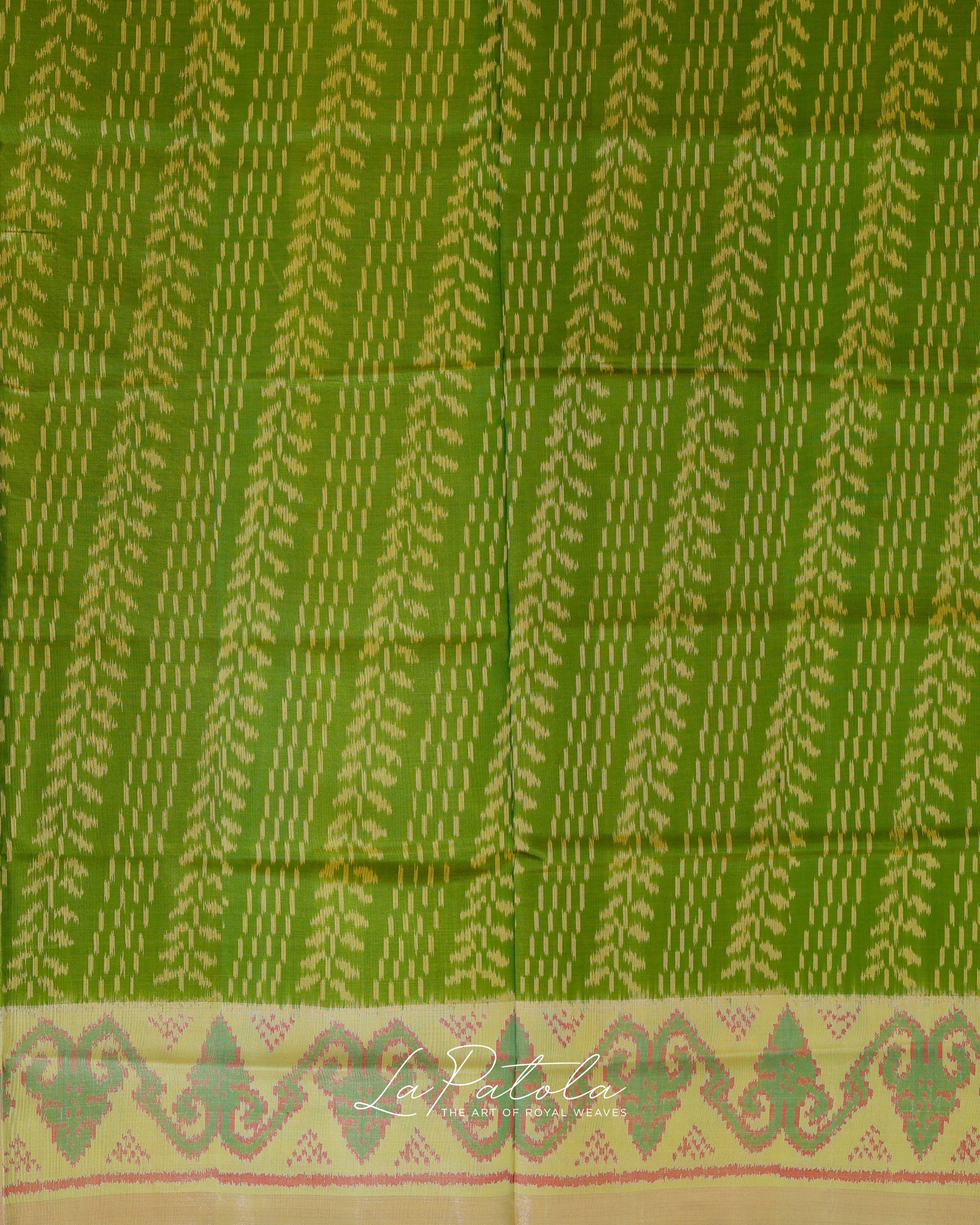 Olive Green Creeper Ikat Patola Saree