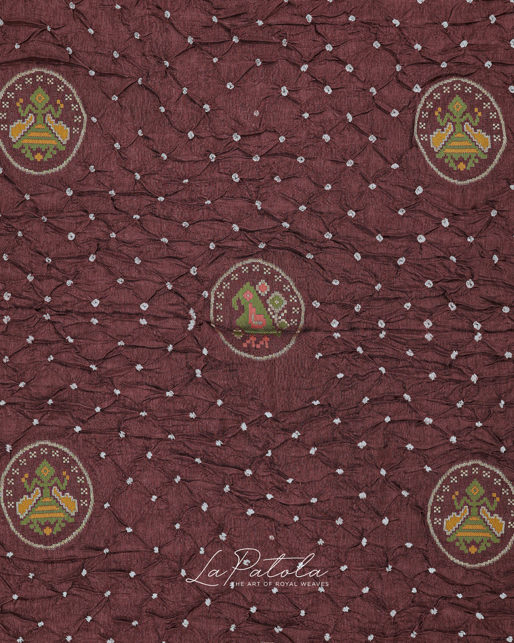 Coffee Brown Coin Motif Bandhej Saree