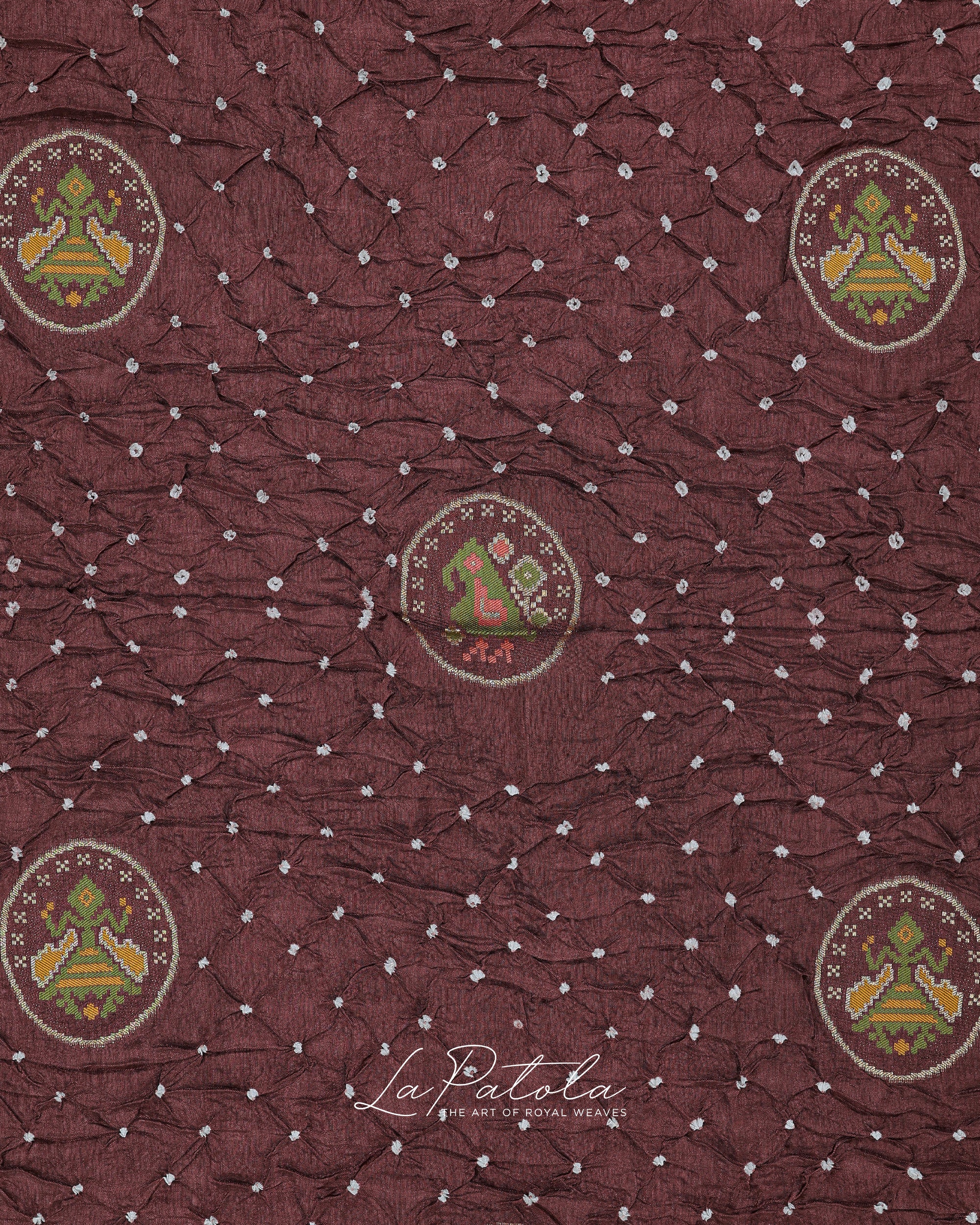 Coffee Brown Coin Motif Bandhej Saree