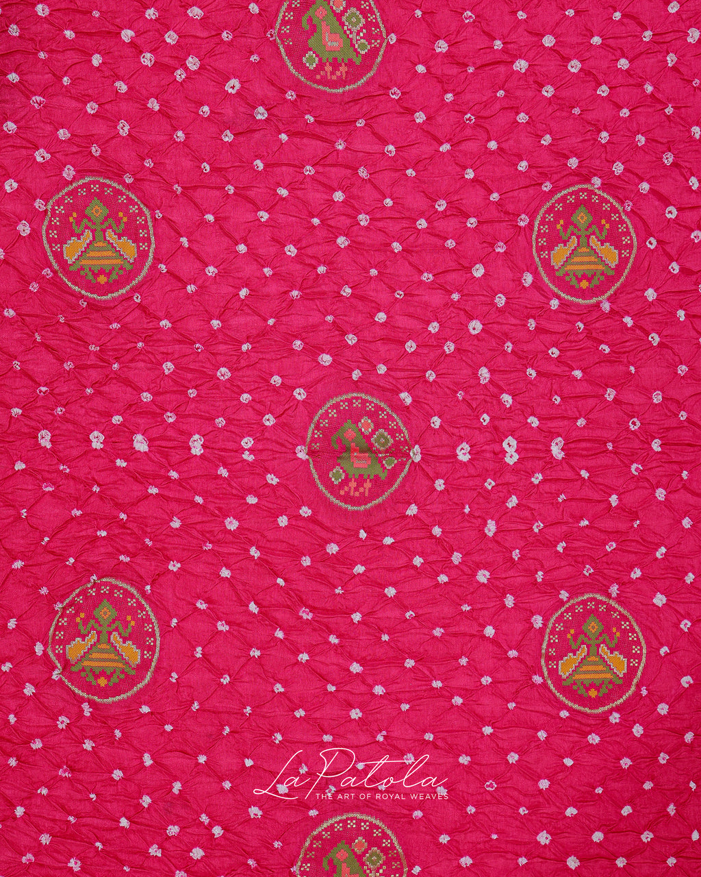 Hot Pink Coin Motif Bandhej Saree