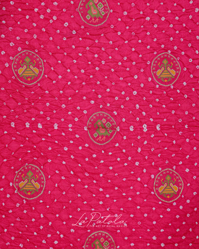 Hot Pink Coin Motif Bandhej Saree