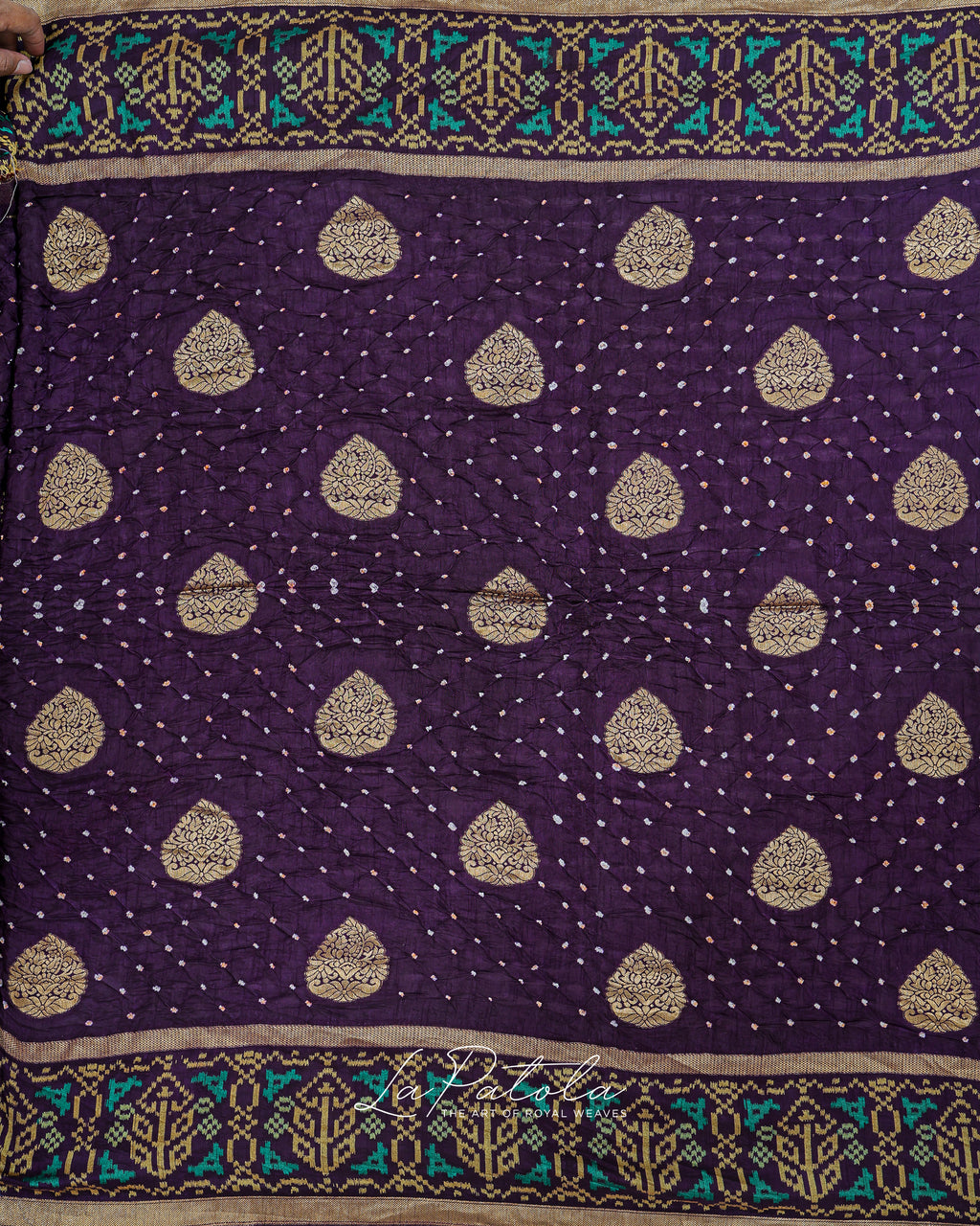 Deep Purple Paisley Pallu Bandhej Saree