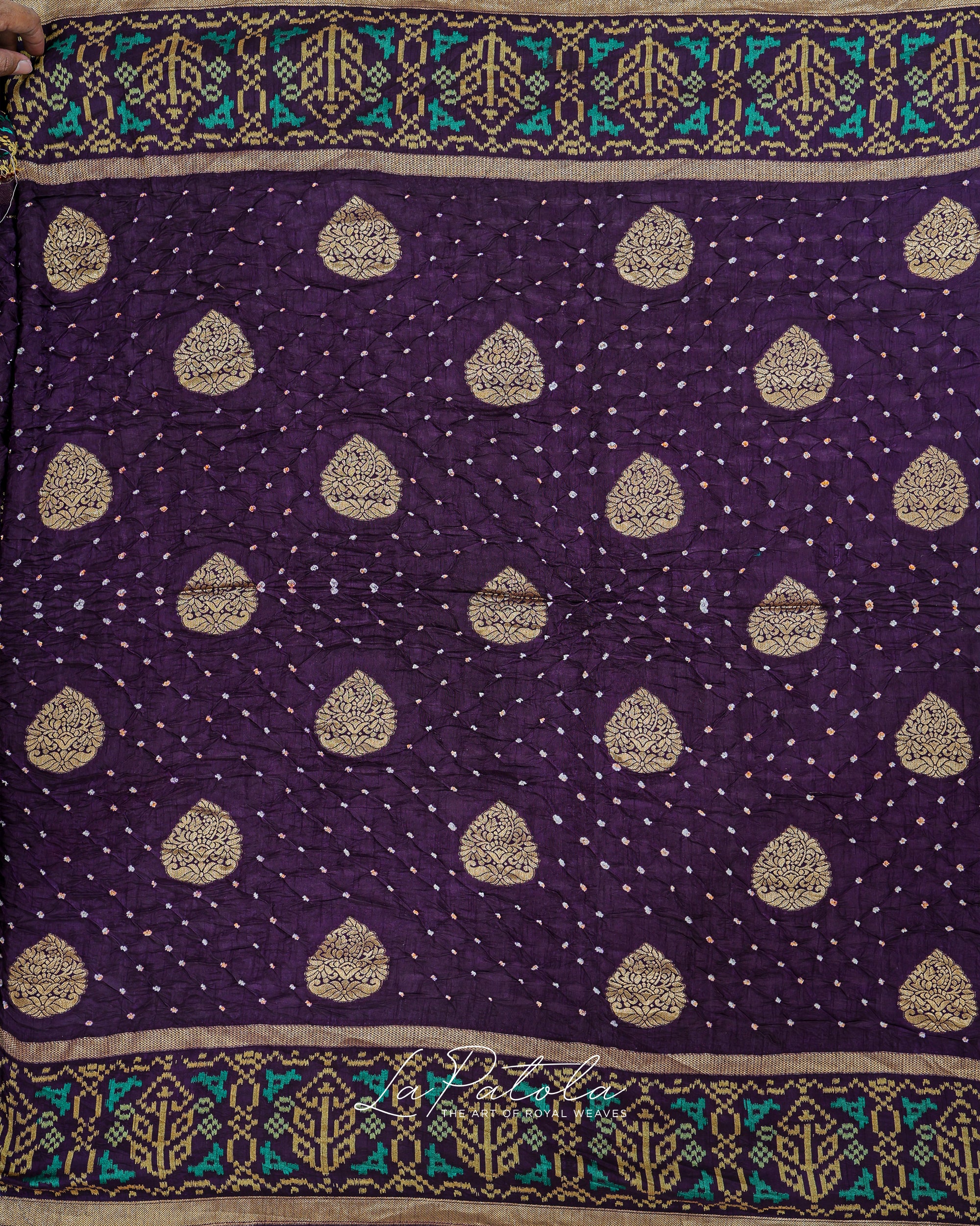 Deep Purple Paisley Pallu Bandhej Saree