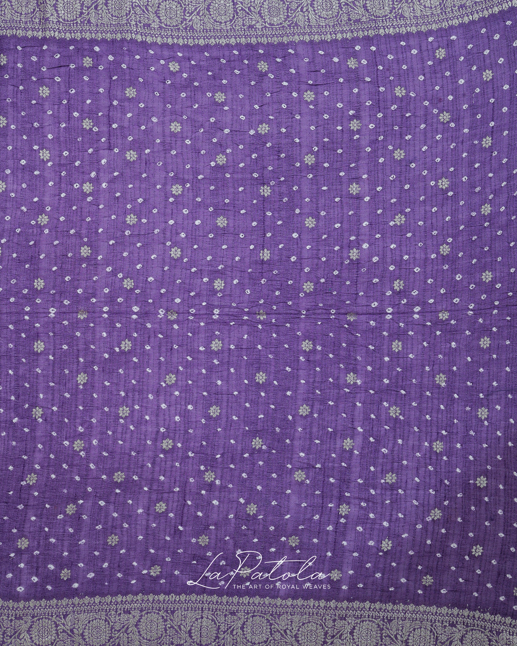 Lavender Jacquard Bandhej Saree