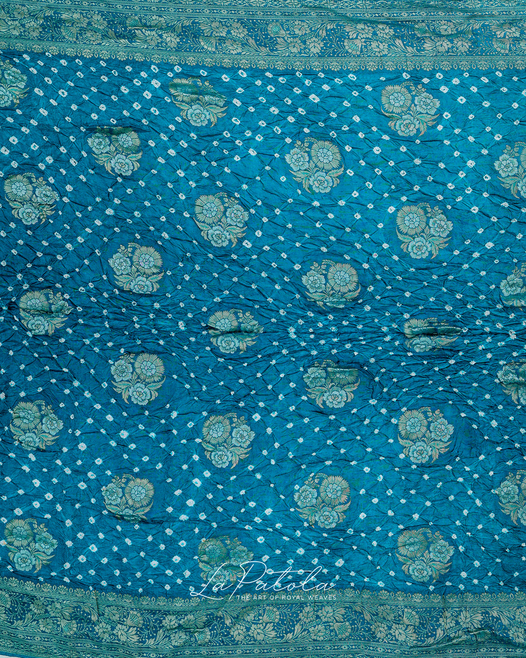 Aqua Floral Bandhej Saree