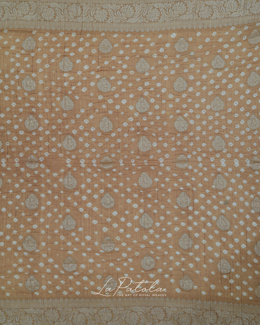 Beige Woven Pallu Bandhej Saree