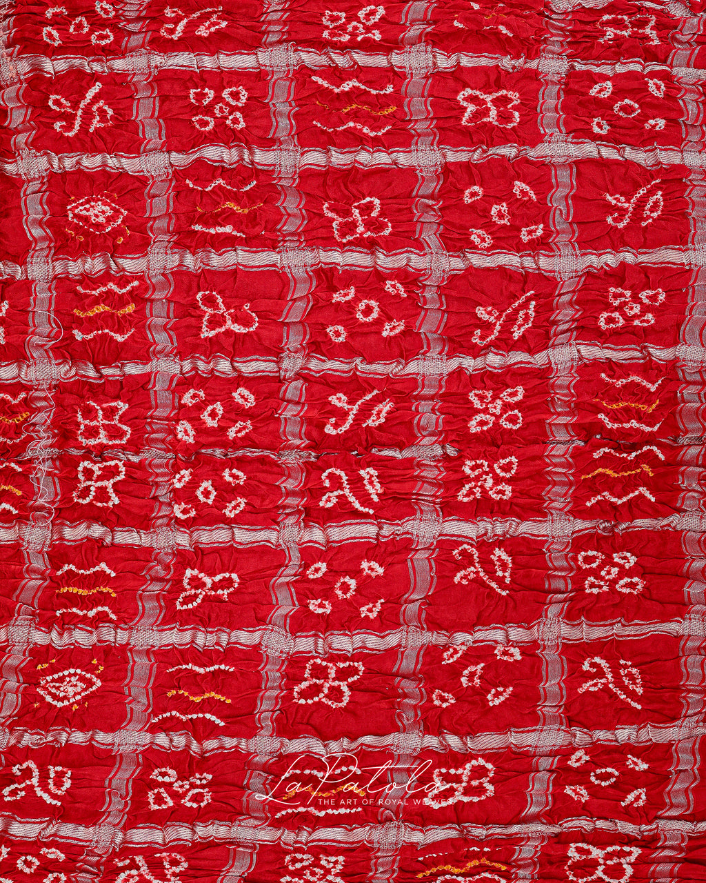Red Leheriya Floral Bandhej Saree