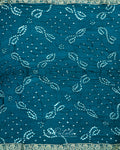 Teal Paisley Dot Bandhej Saree