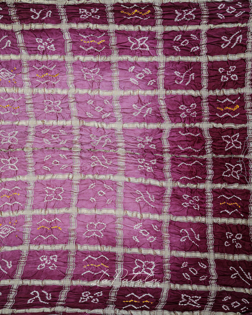 Plum Leheriya Floral Bandhej Saree