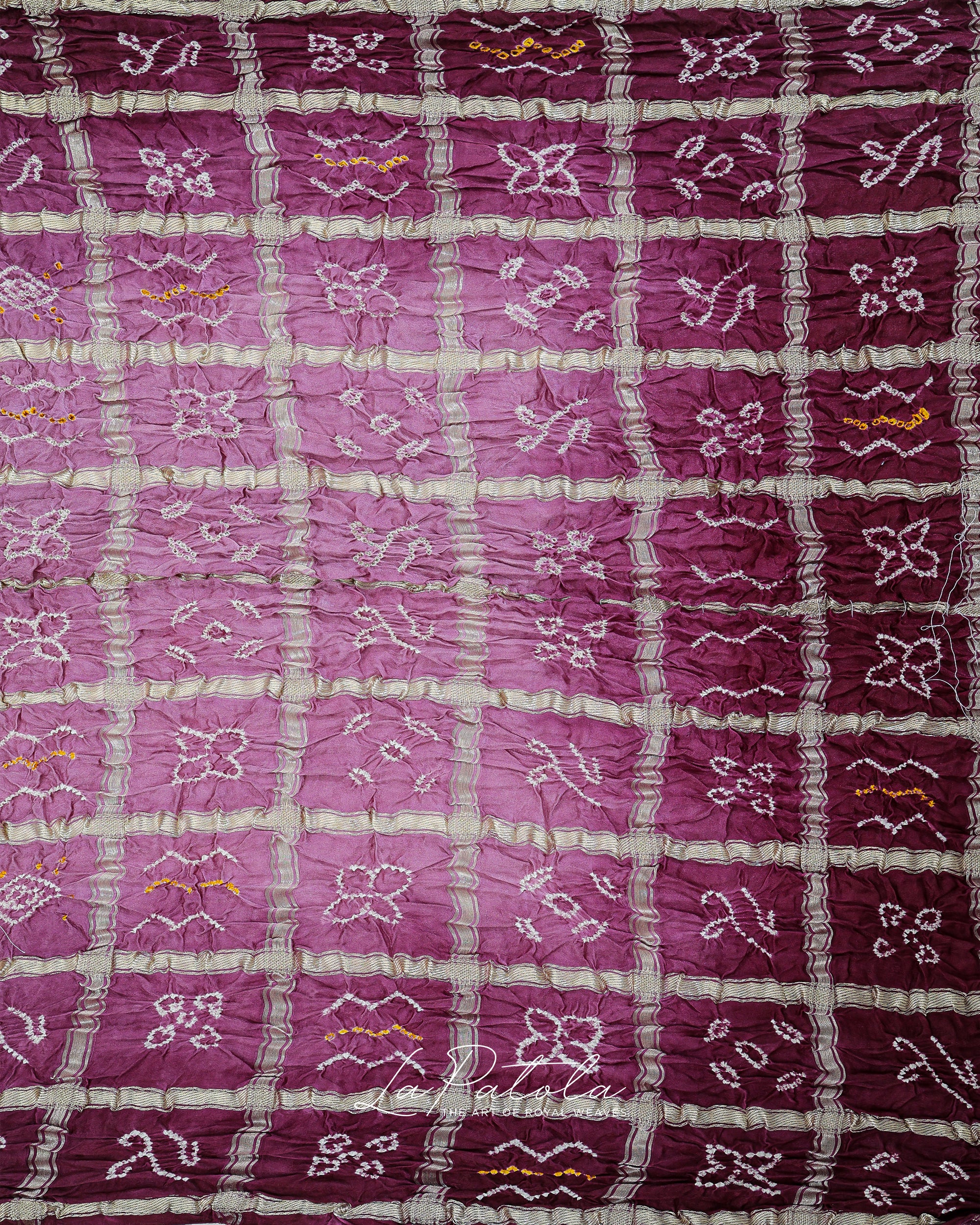 Plum Leheriya Floral Bandhej Saree