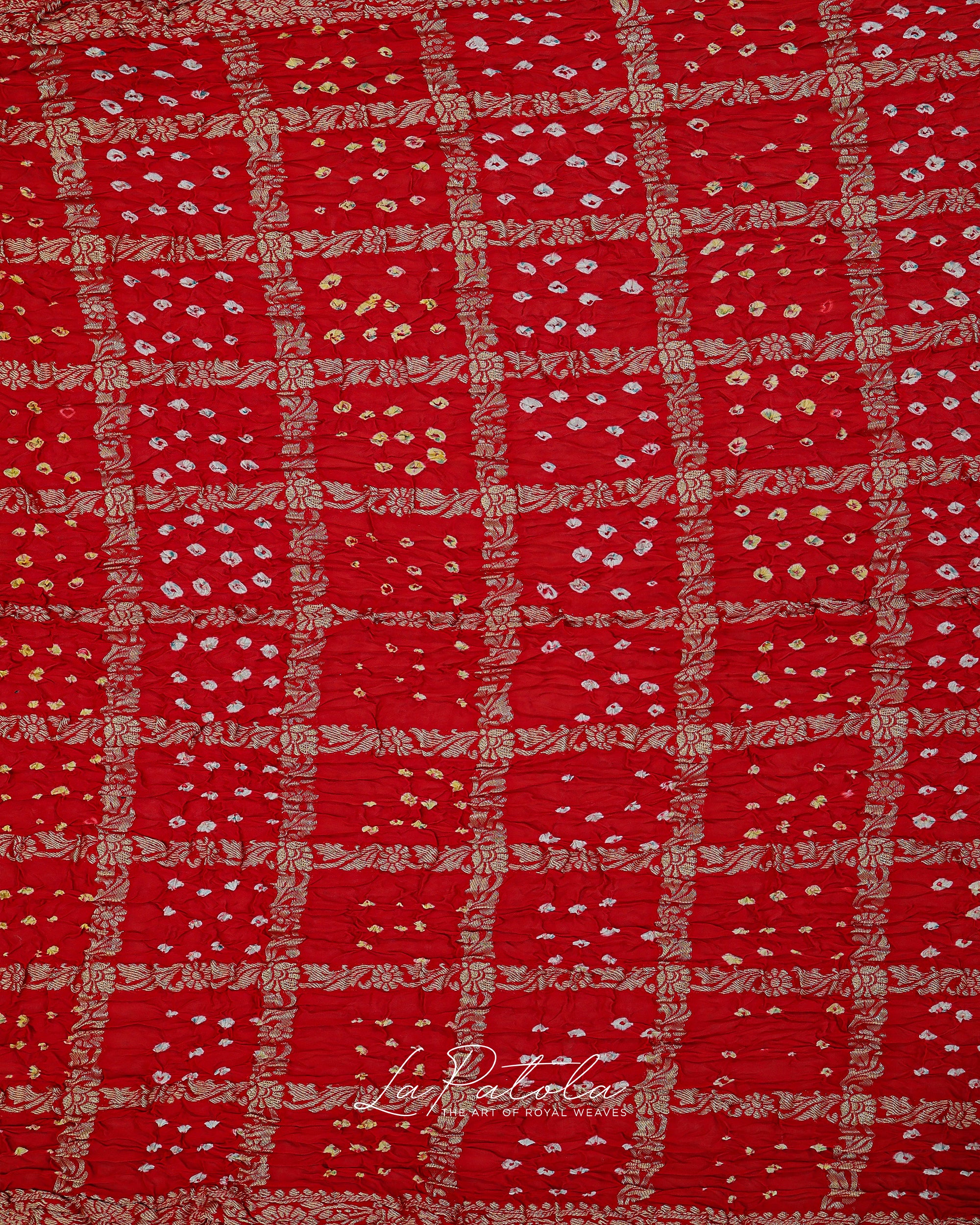 Red Ornate Pallu Bandhej Saree