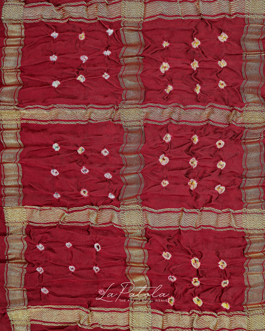 Maroon Gharchola Check Patola Saree