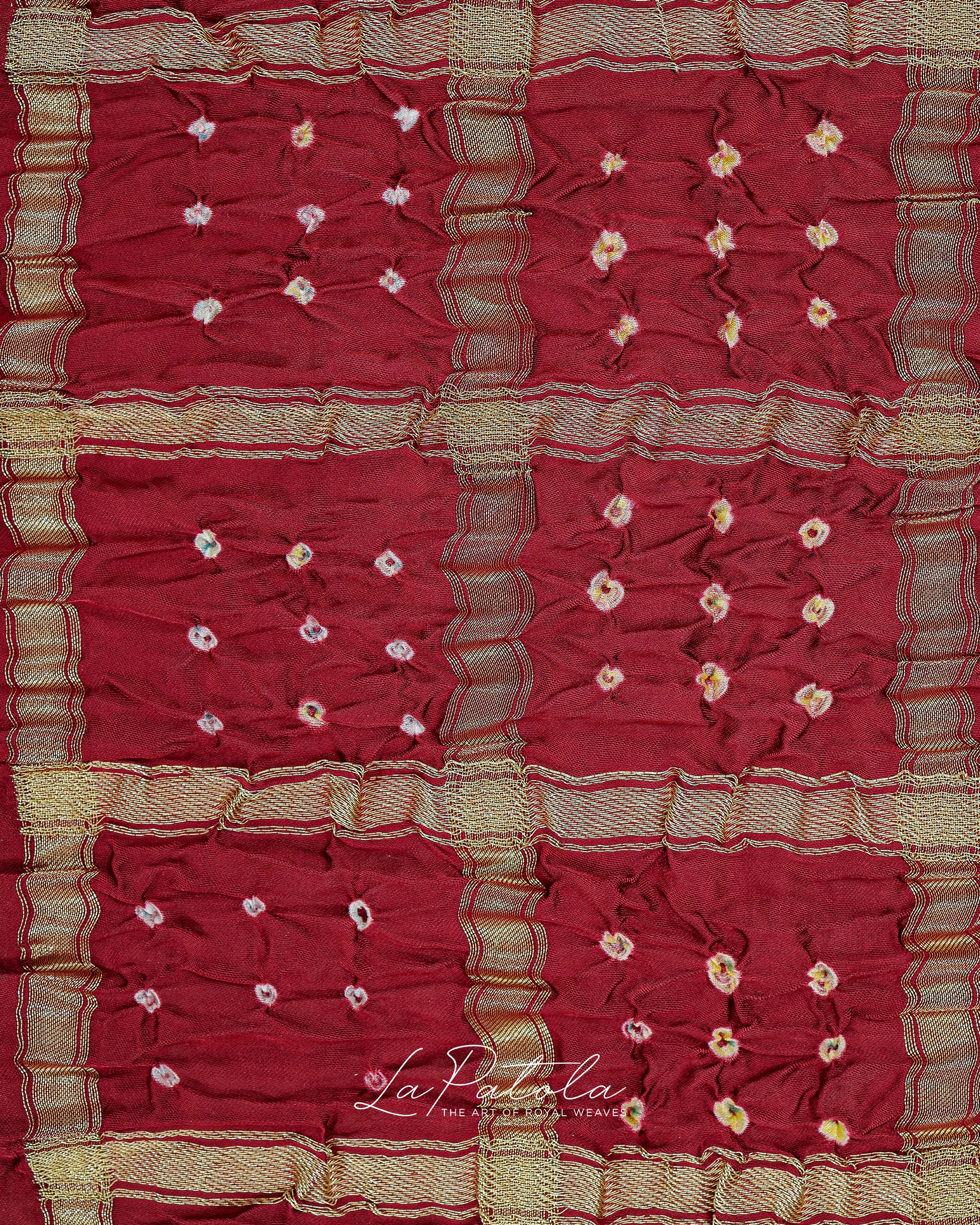 Maroon Gharchola Check Patola Saree