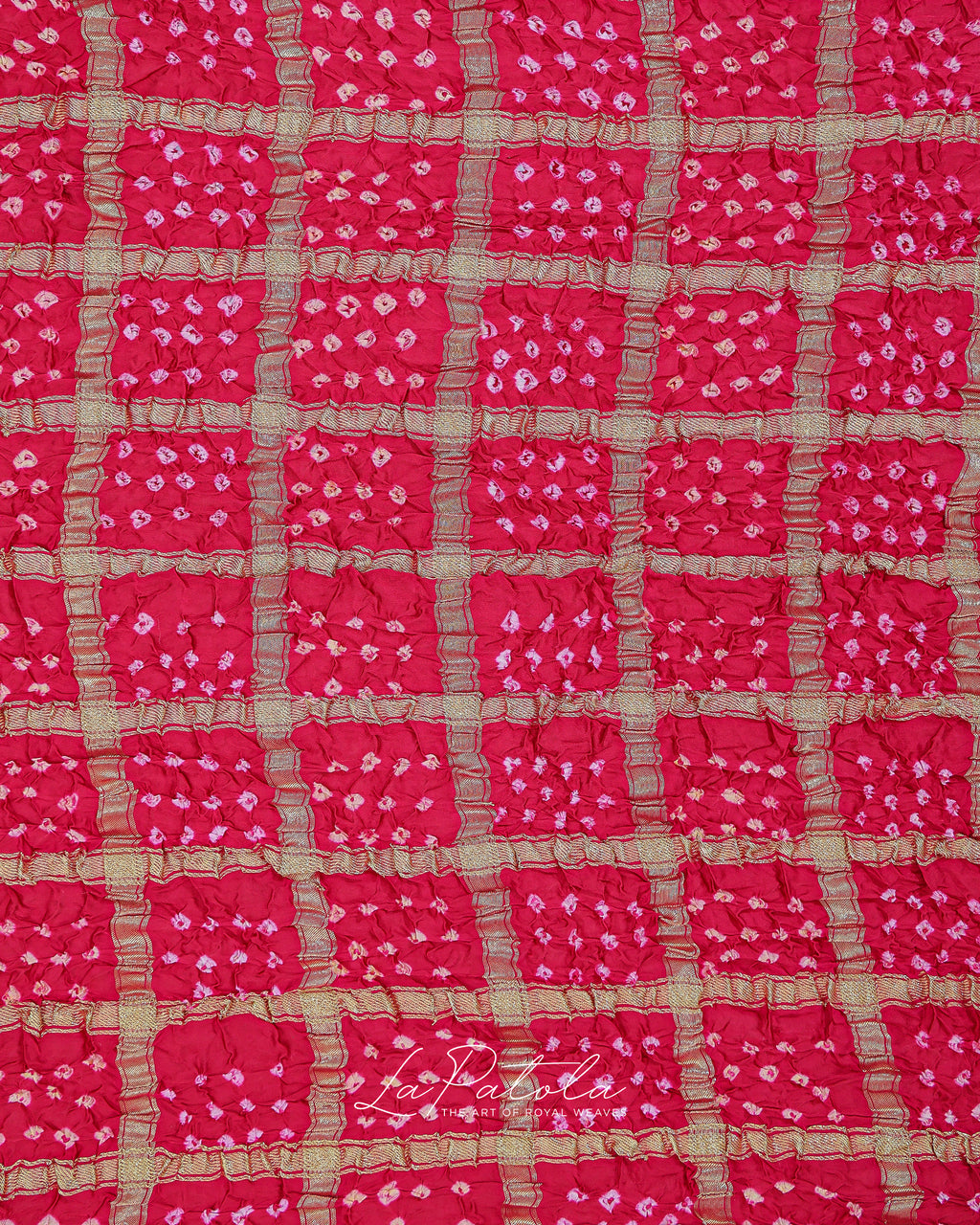 Rani Pink Check Bandhej Saree