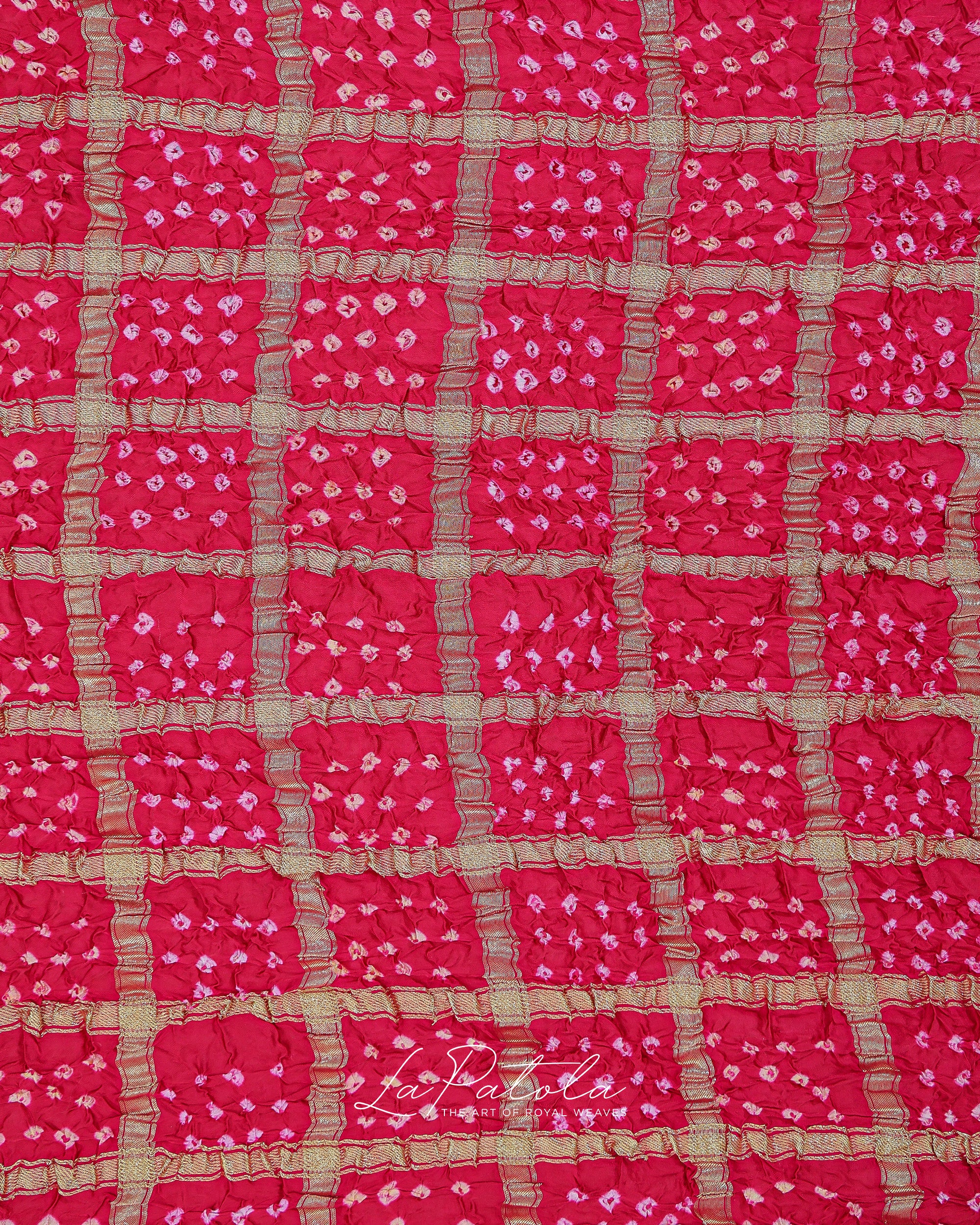 Rani Pink Check Bandhej Saree