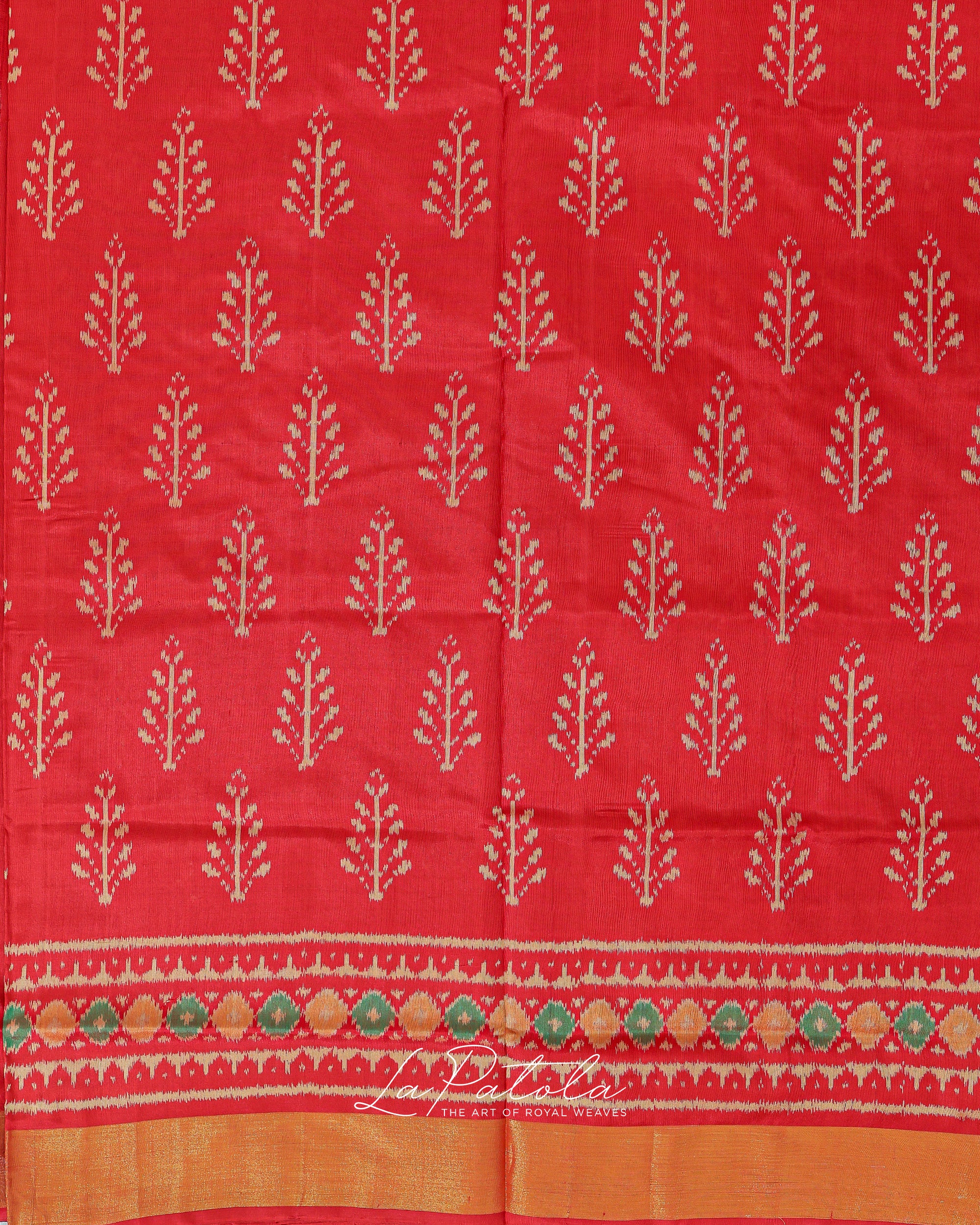 Vermilion Medallion Patola Saree