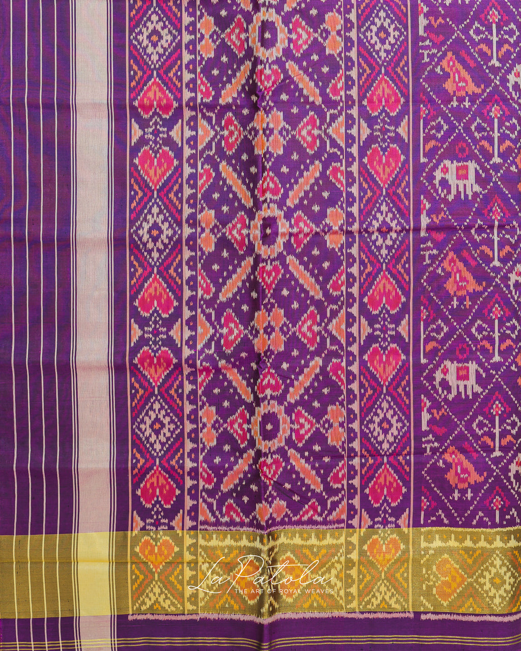Royal Purple Elephant Motif Patola Saree