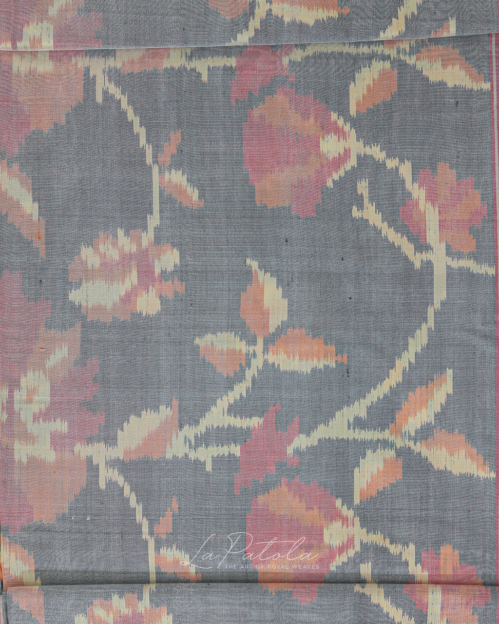 Powder Blue Floral Vine Patola Saree