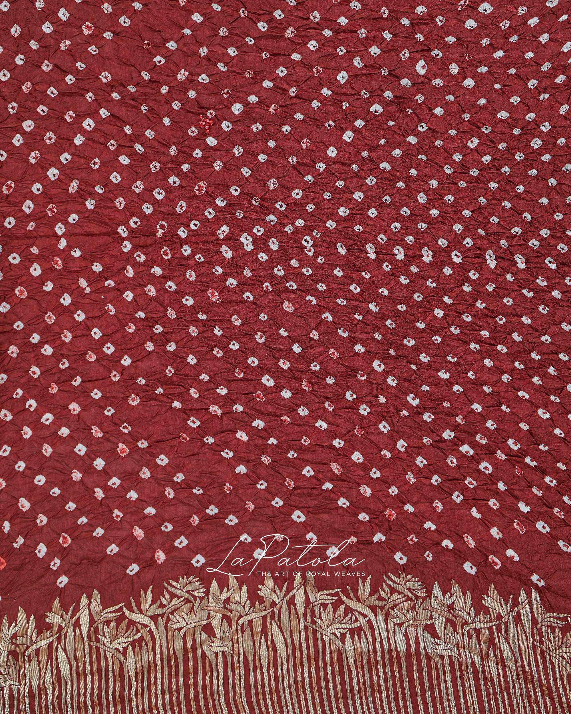 Maroon Petal Buti Bandhej Saree