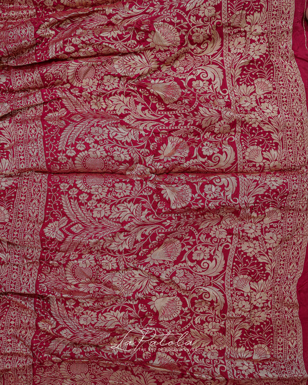 Rani Pink Floral Buti Bandhej Saree