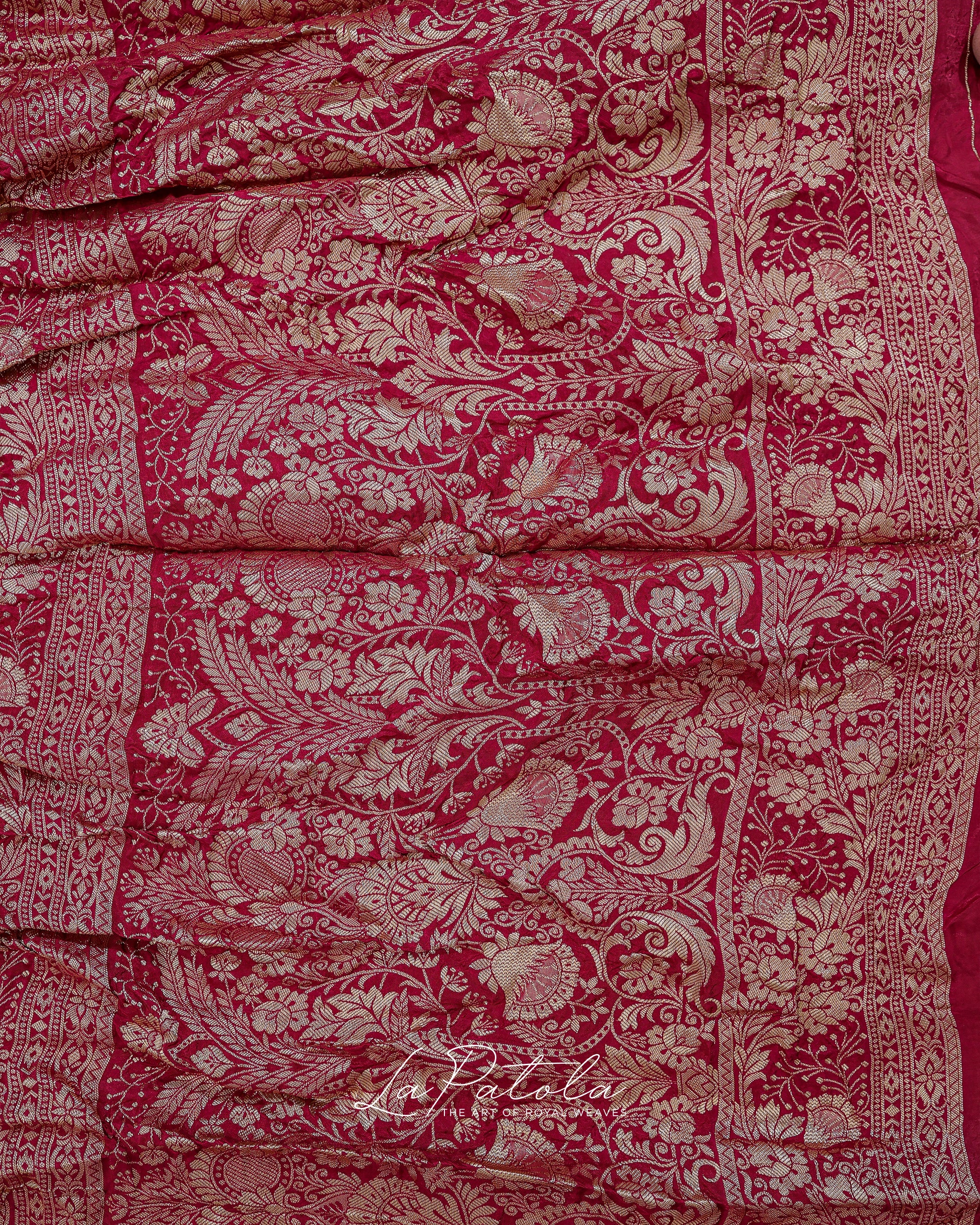 Rani Pink Floral Buti Bandhej Saree