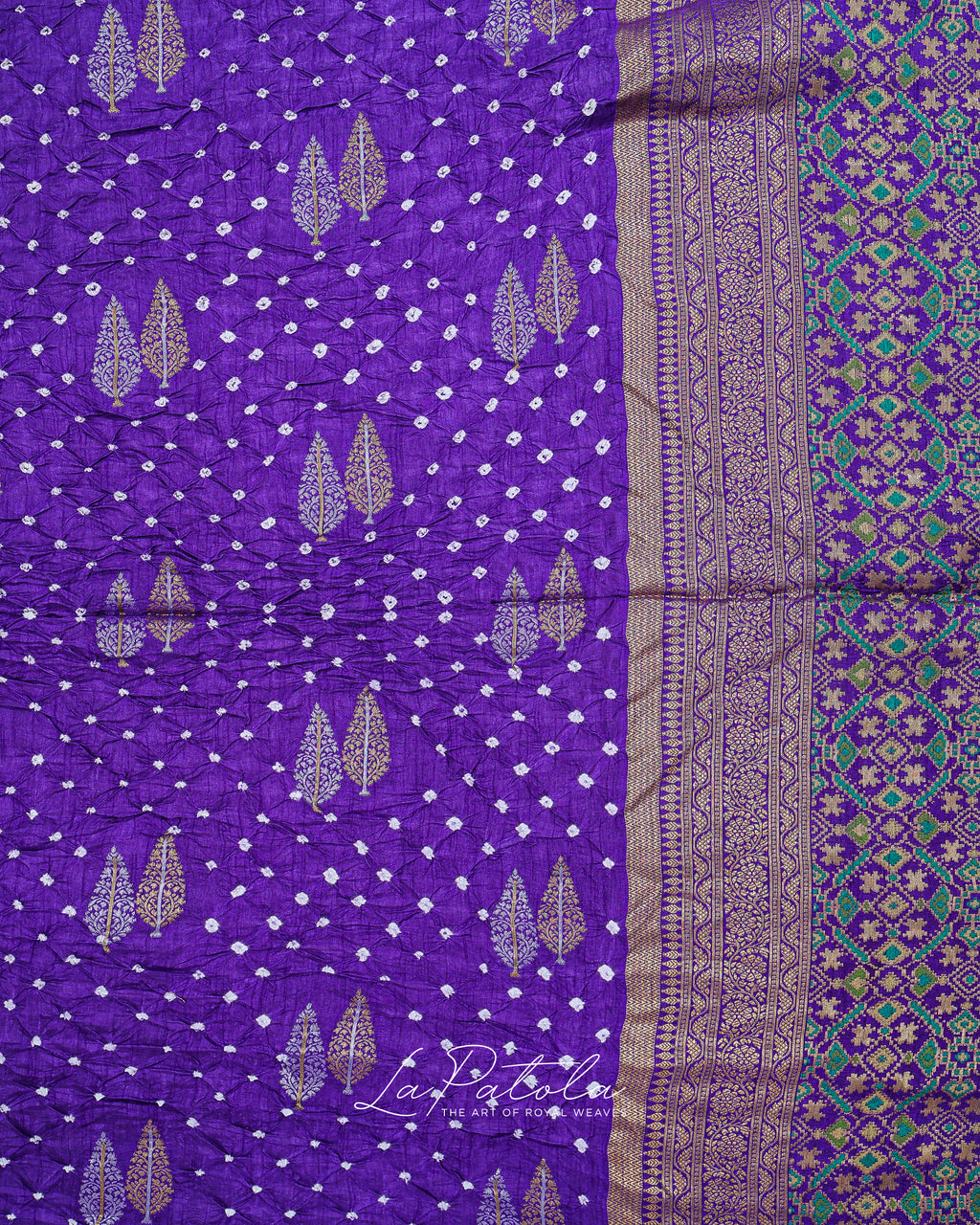 Violet Zari Buti Bandhej Saree