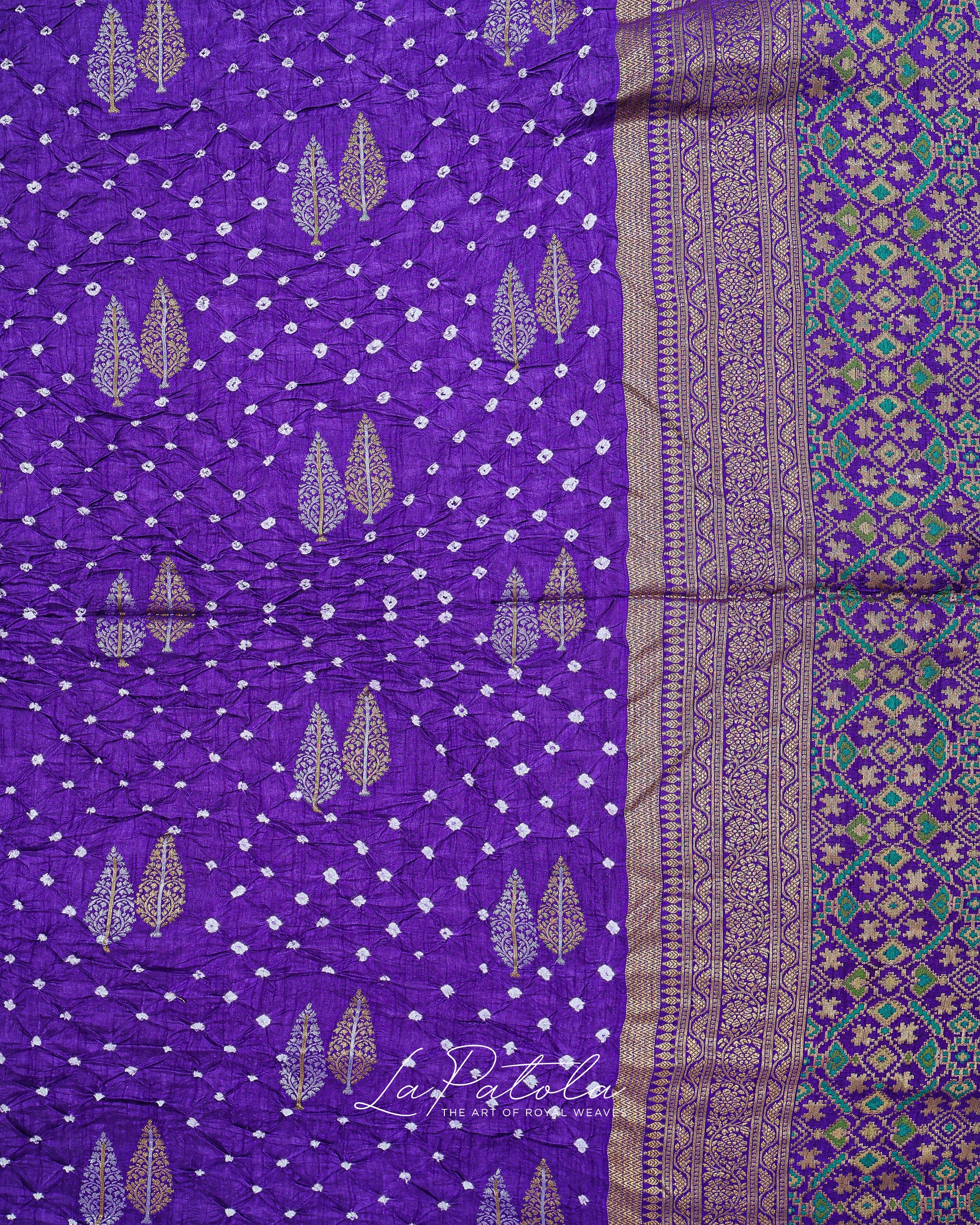 Violet Zari Buti Bandhej Saree