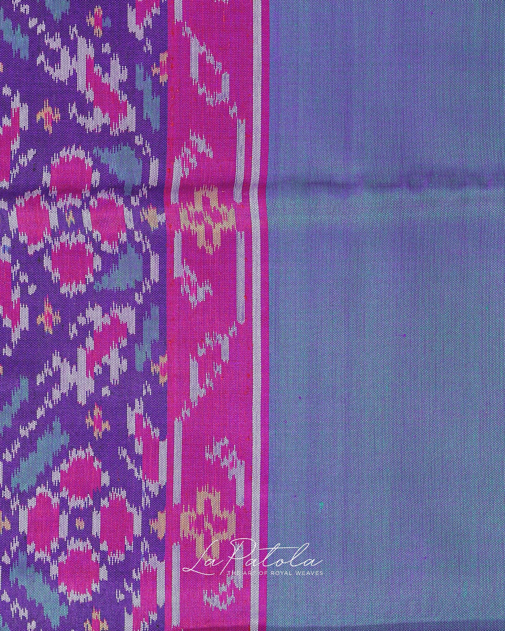 Fuchsia Teal Panel Patola Saree