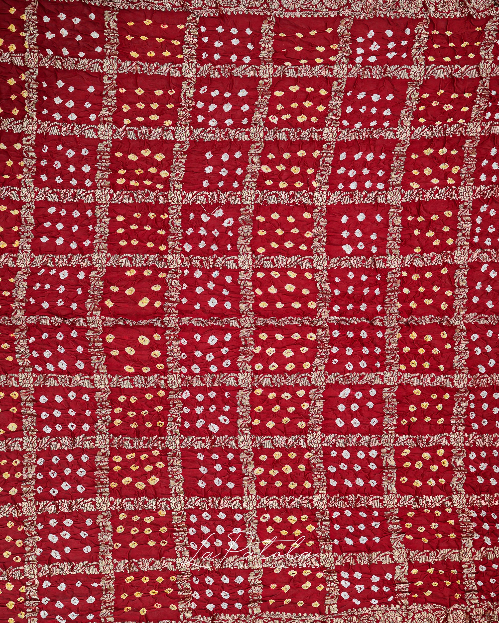 Brick Red Gharchola Bandhej Saree