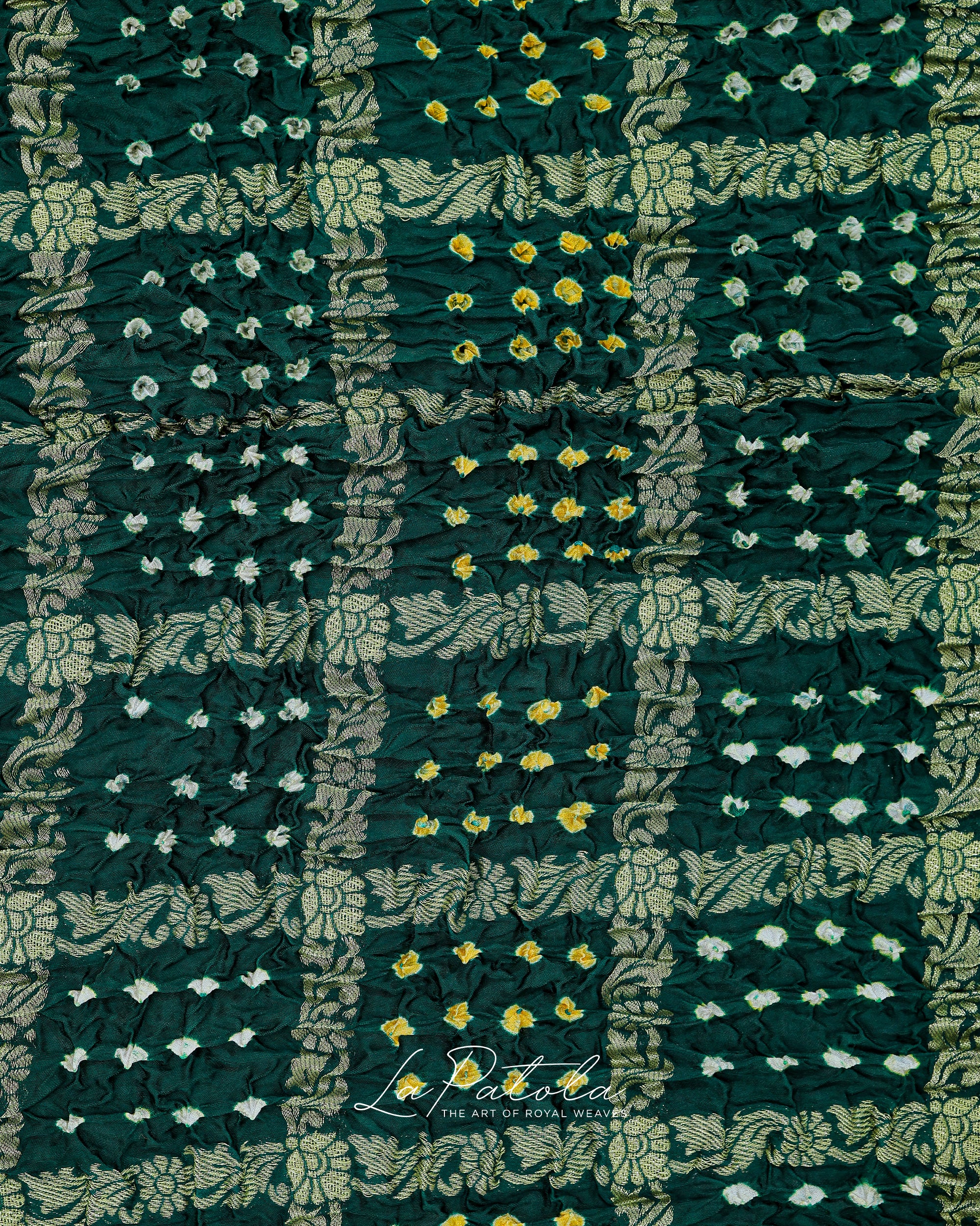 Bottle Green Gharchola Bandhej Saree