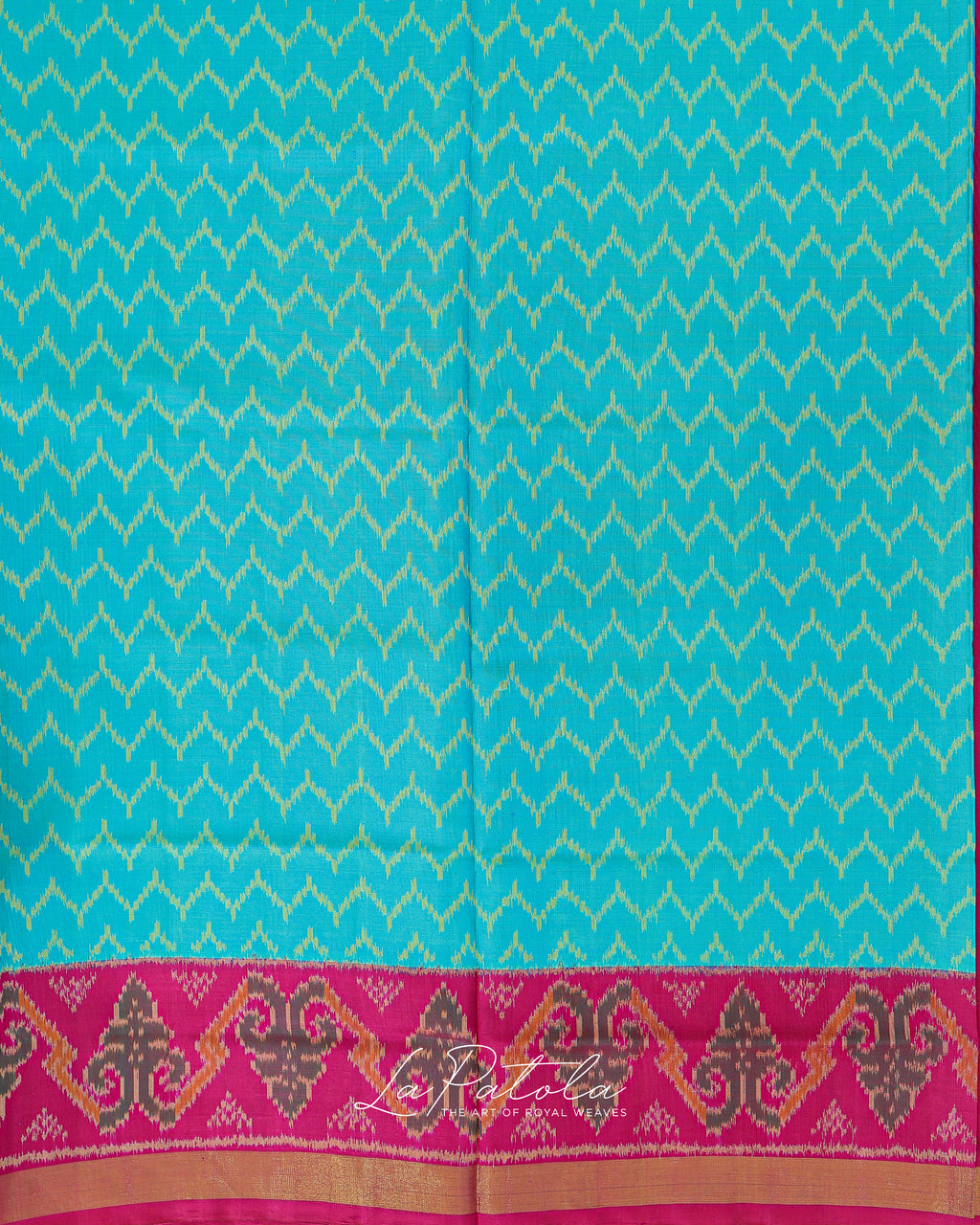 Pink Turquoise Stripe Patola Saree