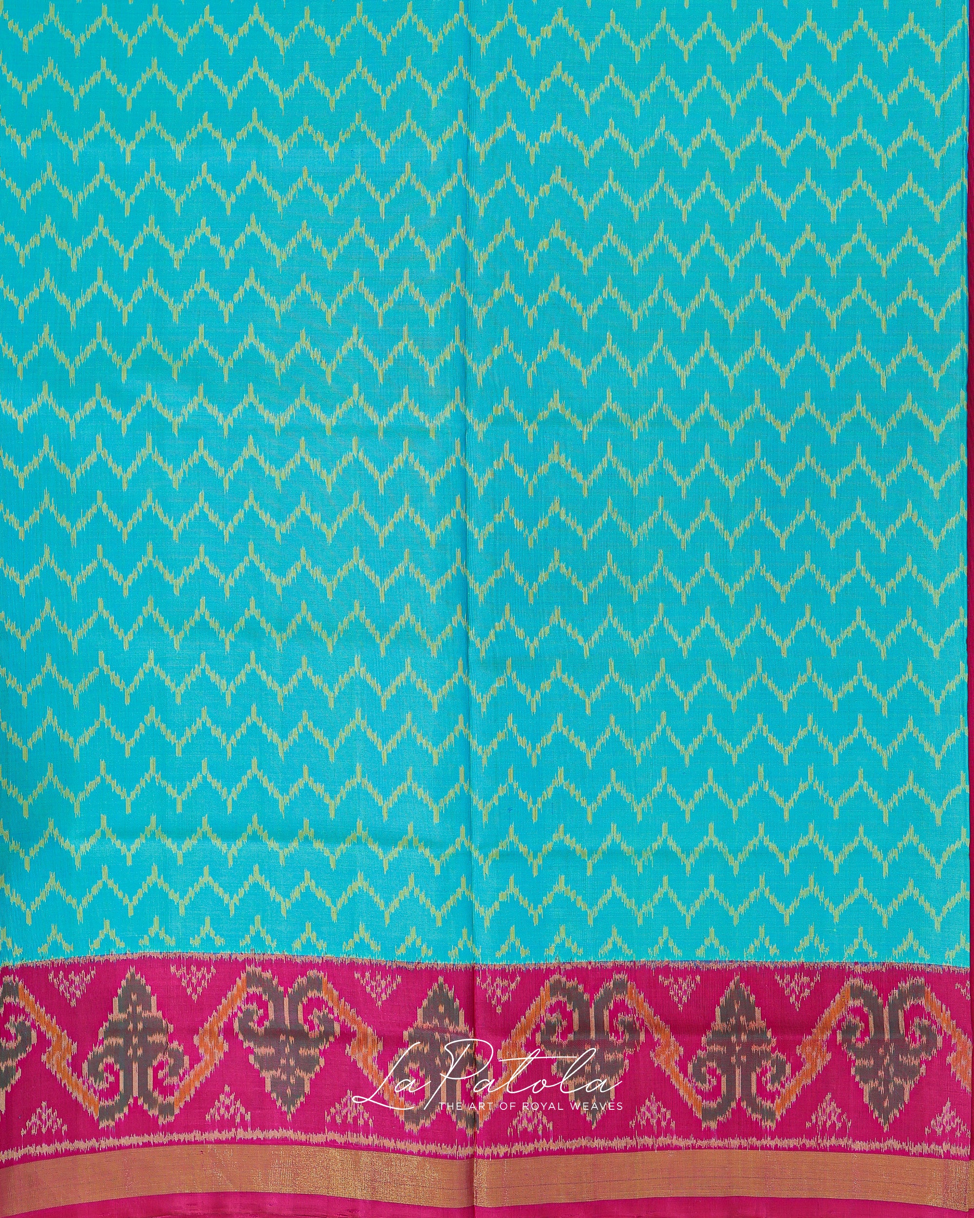 Pink Turquoise Stripe Patola Saree