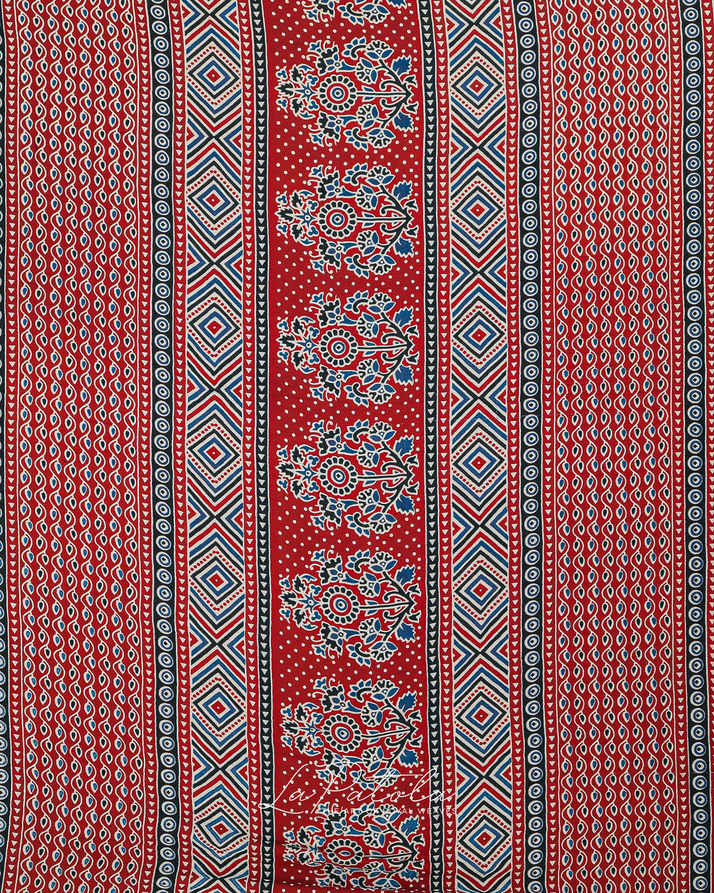 Brick Red Ajrakh Panel Bandhej Saree
