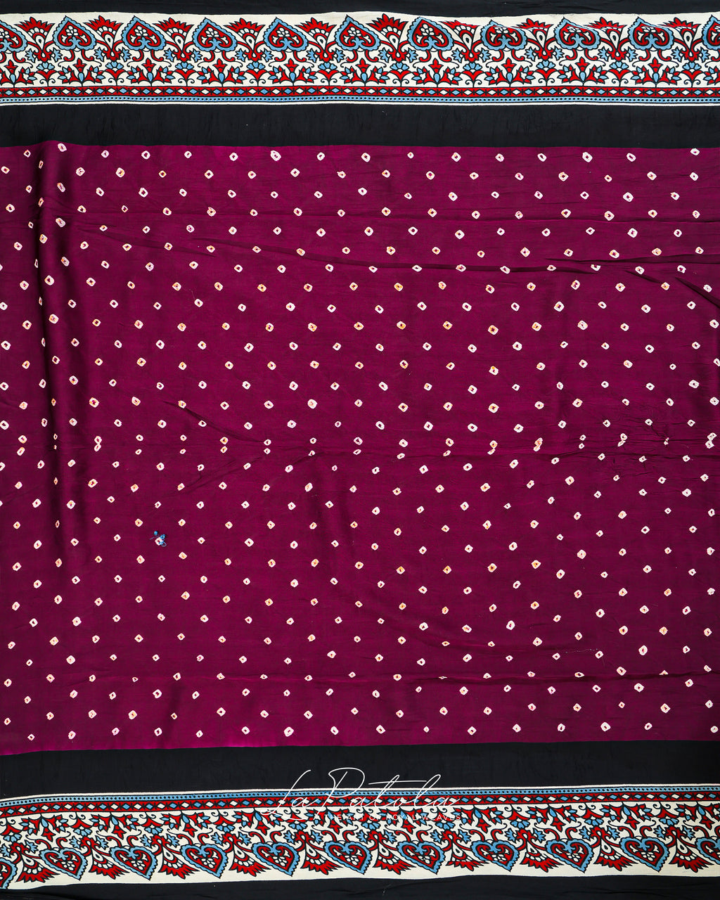 Red Ajrakh Border Bandhej Saree